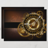 Save The Date Horloge Steampunk avec des engrenages anciens (Devant / Derrière)