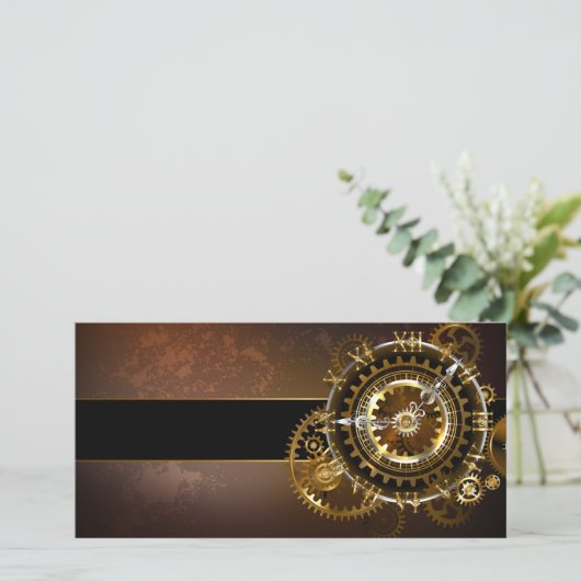 Save The Date Horloge Steampunk avec des engrenages anciens (Debout devant)