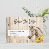 Save The Date Horse aquarelle tournesol rustique western chic (Debout devant)