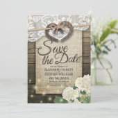Save The Date Horseshoe Hydrangea Mariage campagnard Enregistrer (Debout devant)