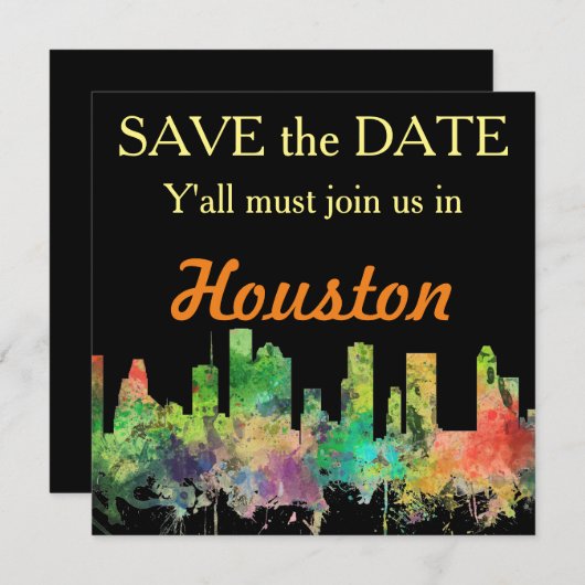 SAVE THE DATE HOUSTON TEXAS SKYLINE SP - (Devant / Derrière)