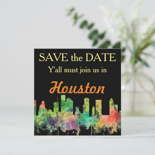 SAVE THE DATE HOUSTON TEXAS SKYLINE SP - (Debout devant)
