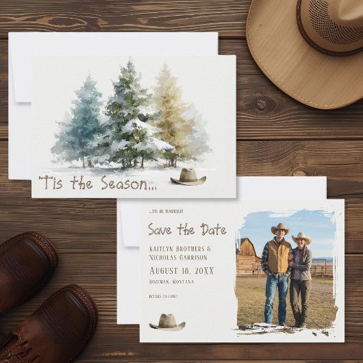 Save The Date Howdy Western Rustic Watercolor Photo
