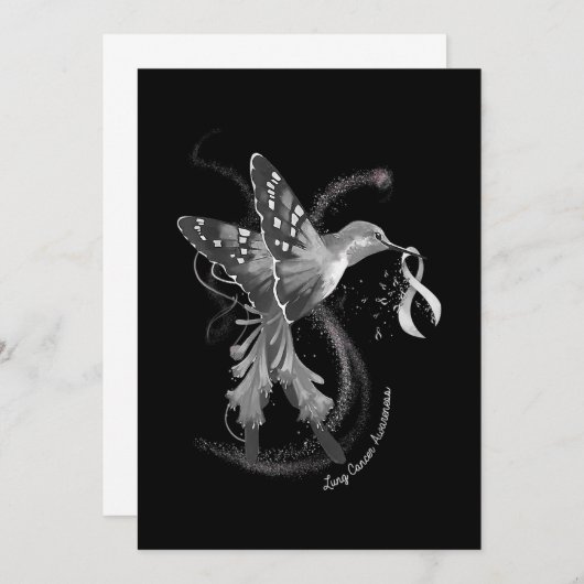 Save The Date Hummingbird Holding White Ribbon Lung Cancer Aware (Devant / Derrière)