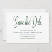 Save The Date Hunter Green & White Calligraphie Enregistrer la d (Devant)