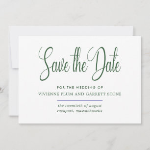 Save The Date Hunter Green & White Calligraphie Enregistrer la d