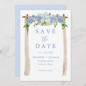 Save The Date Hydrangea Aquarelle bleu foncé Rustique (Devant / Derrière)