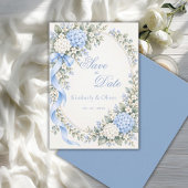 Save The Date Hydrangea Bleu Blanc Mariage Élégant 