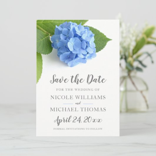 Save The Date Hydrangea Bleue Florale (Debout devant)