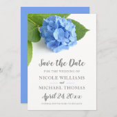 Save The Date Hydrangea Bleue Florale (Devant / Derrière)