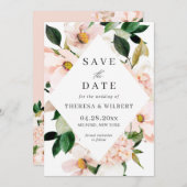 Save The Date Hydrangea Blossom Blush rose Mariage Floral (Devant / Derrière)
