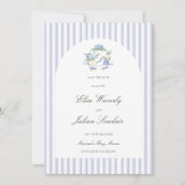 Save The Date Hydrangea Blue Stripes Arch Coastal Photo Wedding (Devant)