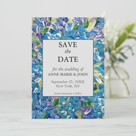 Save The Date Hydrangea Coeur QR Code Mariage Enregistrer La Dat (Debout devant)