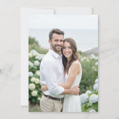 Save The Date Hydrangea Crest Mariage Formel Bleu Côté Photo (Dos)