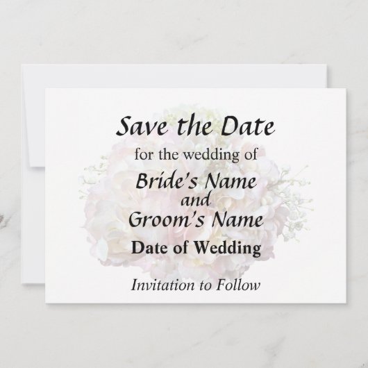 Save The Date Hydrangea Rose Pâle Avec Baby's Breath (Devant)