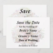 Save The Date Hydrangea Rose Pâle Avec Baby's Breath (Devant / Derrière)