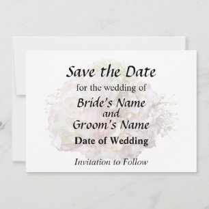 Save The Date Hydrangea Rose Pâle Avec Baby's Breath