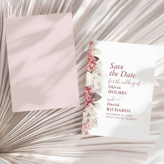 Save The Date Hydrangea Rose Poussiéreux Faire Part de Date de M