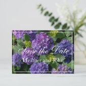Save The Date Hydrangeas bleu-violet pansy (Debout devant)