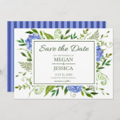 Save The Date Hydrangeas Bleus (Devant / Derrière)