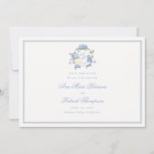 Save The Date Hydrangeas Formelles Crête Bleu Cadre Ivoire Maria (Devant)