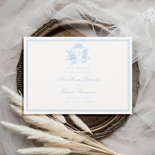 Save The Date Hydrangeas Formelles Crête Cadre Mariage Classique