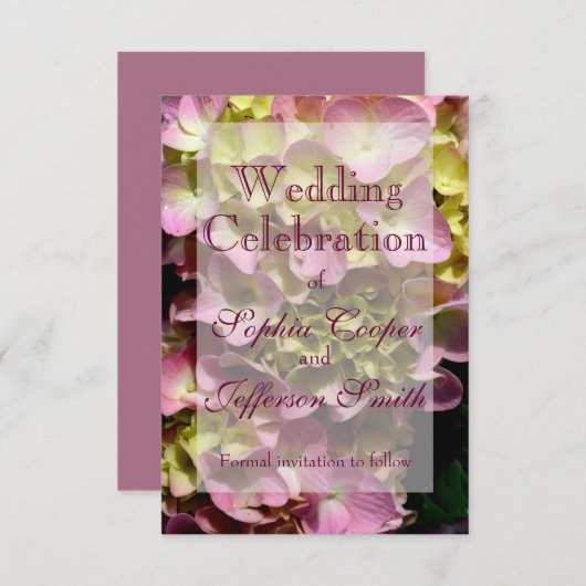 Save The Date Hydrangée rose jaune rose vert Mariage (Devant / Derrière)