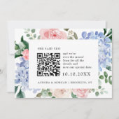 Save The Date Hydrangées bleu outrepassé rose pastel Photo Code  (Devant)