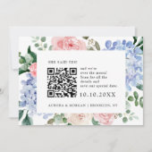 Save The Date Hydrangées bleu outrepassé rose pastel Photo Code  (Devant)