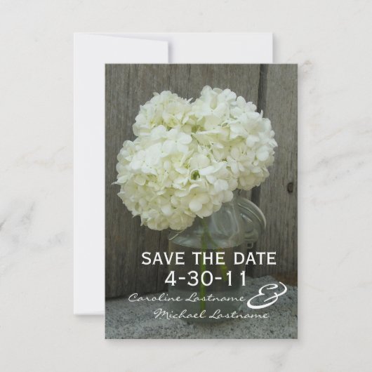Save The Date Hydranges & Mariage En Bois D'Écorce Enregistrer L (Devant)