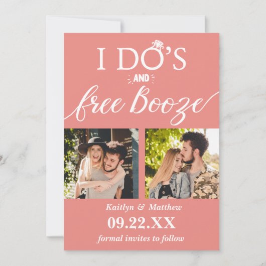 Save The Date I Do's & Free Booze Modern Wedding Enregistrer la  (Devant)