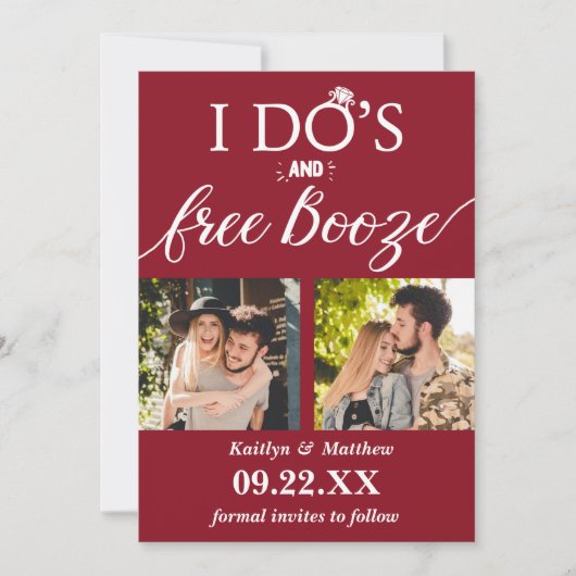 Save The Date I Do's & Free Booze Modern Wedding Enregistrer la  (Devant)