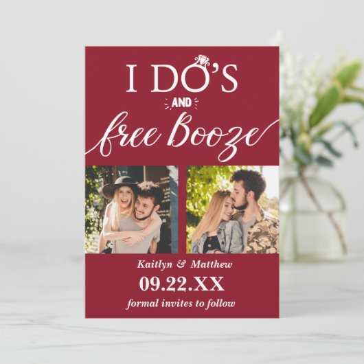 Save The Date I Do's & Free Booze Modern Wedding Enregistrer la (Debout devant)