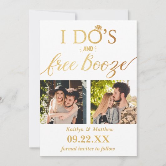 Save The Date I Do's & Free Booze Modern Wedding Enregistrer la (Devant)