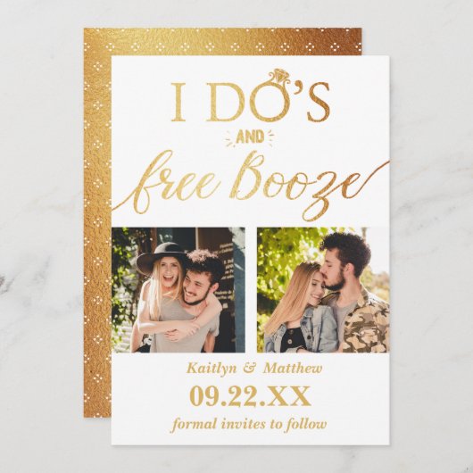 Save The Date I Do's & Free Booze Modern Wedding Enregistrer la  (Devant / Derrière)