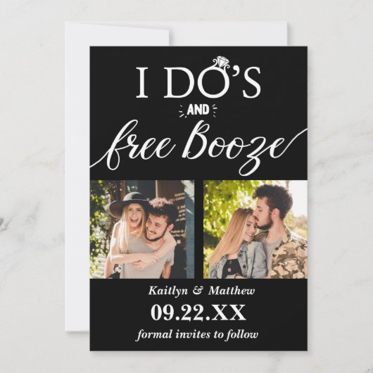 Save The Date I Do's & Free Booze Modern Wedding Enregistrer la (Devant)