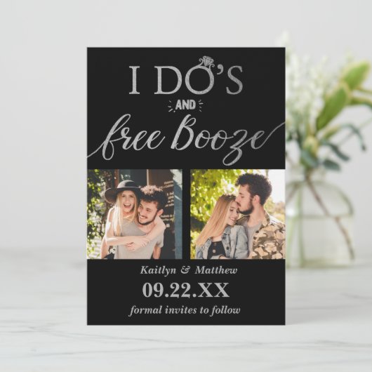 Save The Date I Do's & Free Booze Modern Wedding Enregistrer la  (Debout devant)