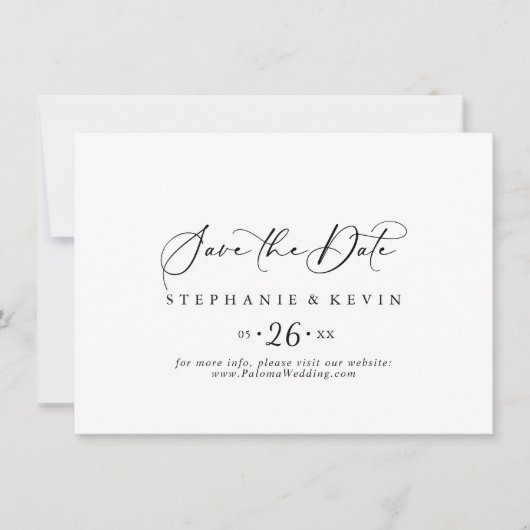 Save The Date Idyllique Stylish Calligraphie Mariage horizontal (Devant)