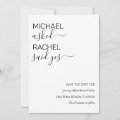 Save The Date Il Lui A Demandé : Oui Simple Mariage Blanc Noir (Devant)