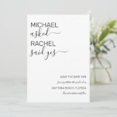 Save The Date Il Lui A Demandé : Oui Simple Mariage Blanc Noir (Debout devant)