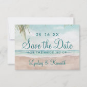 Save The Date Île Breeze Plage Peinte Scène Océan Tropical (Devant)