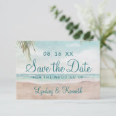 Save The Date Île Breeze Plage Peinte Scène Océan Tropical (Debout devant)