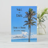 Save The Date Île tropicale, palmiers, mers bleues, mariage Sa (Debout devant)