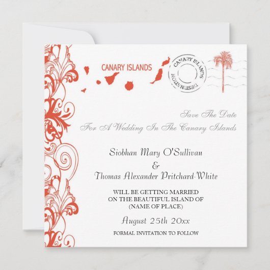 Save The Date Îles Canaries Sauvegarder La Date (Devant)