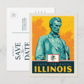 Save the date | Illinois Uitnodiging Briefkaart (Voorkant / Achterkant)