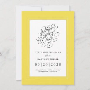 Save The Date Illuminer le Fiançailles de mariage élégant Jaune