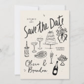 Save The Date Illustrated Whimsical Hand-Drawn Wedding (Devant)