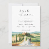 Save The Date Illustration aquarelle de la skyline de Toscane po (Devant)