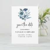 Save The Date Illustration aquarelle rustique Bouquet floral ble (Debout devant)