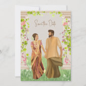 Save The Date Illustration De Couple Mariage Tamoul Enregistrer  (Devant)